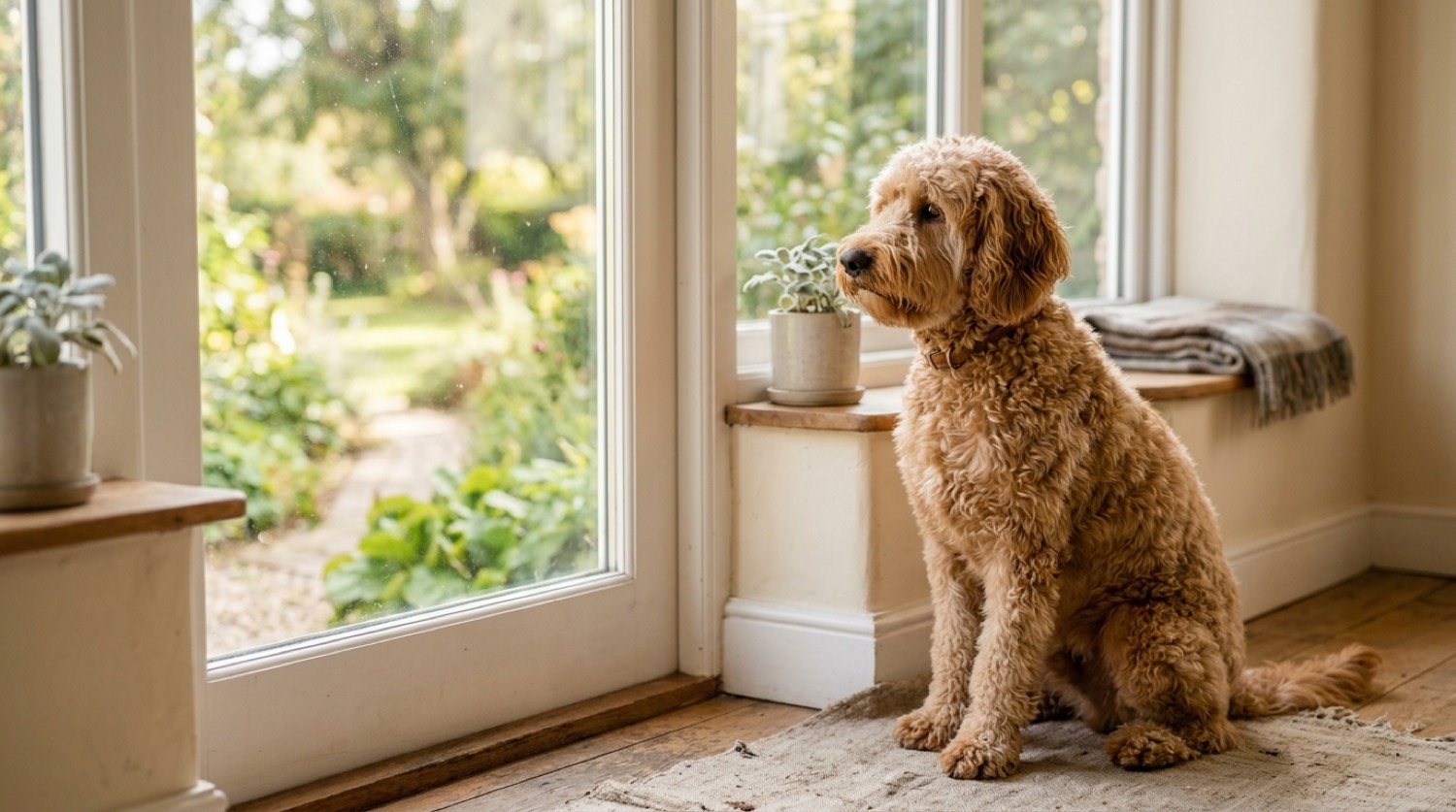 Goldendoodle dog, dog separation anxiety