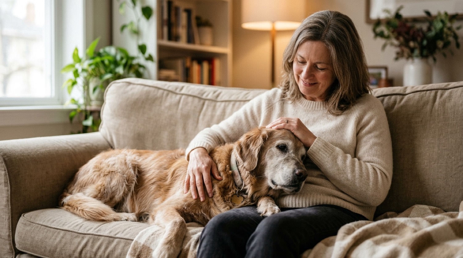 Healthy dog, senior dog anxiety